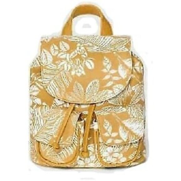 wild fable Handbags - New Wild Fable Floral Print Mini Drawstring Flap Backpack Yellow Snap Closure